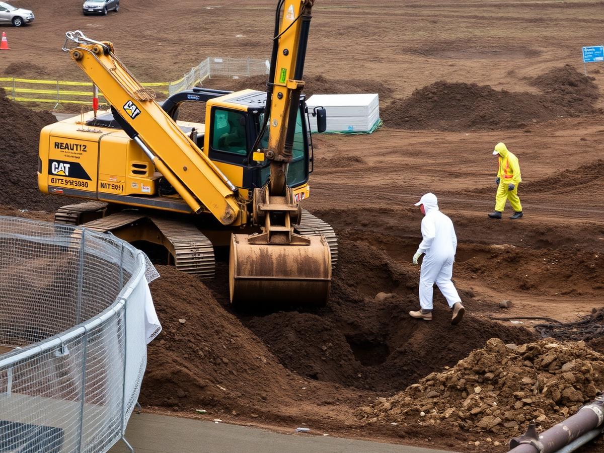 Excavation de sols contaminés sur un site en réhabilitation